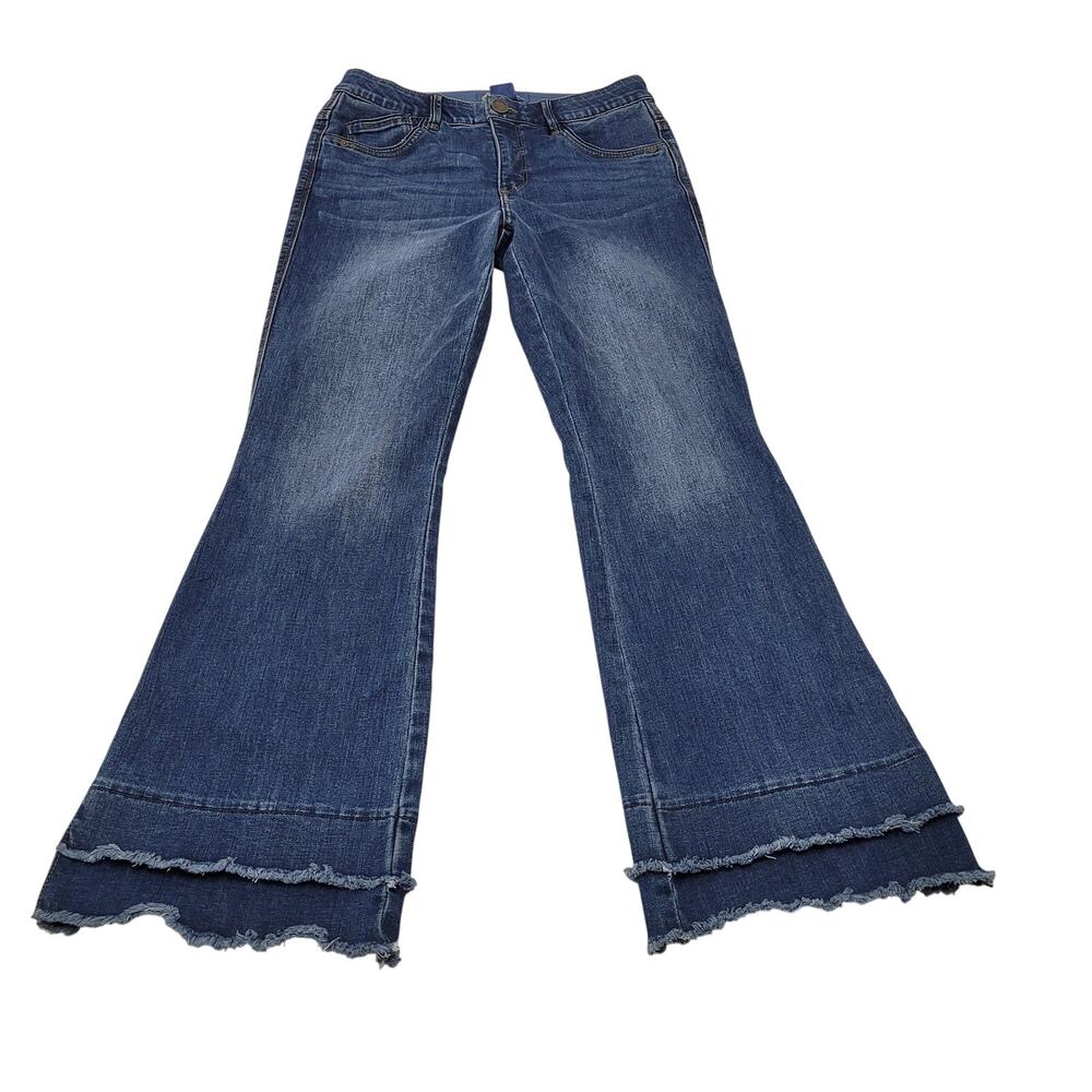 Democracy "Ab" solution flare jeans raw double hem boho 6p petite